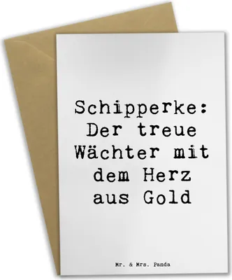 Produktbild von Mr. & Mrs. Panda valentinstagskarte Spruch Schipperke Wächterherz - Weiß - Geschenk, hochzeitskarten, Hunderassen Eigenschaften, energiegeladener Hund, einladungskarten