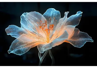 Image de Tableau sur toile fleur illuminée 80x120 cm, Tableau mural moderne pour décoration intérieure