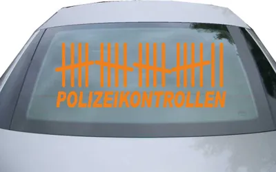 Produktbild von Indigos UG - Aufkleber Heckscheibe & Motorklappe DE2066 - orange - 600x228 mm - Polizeikontrollen - Auto Scheiben Fenster Heckklappe Tuning Racing JDM - Die cut