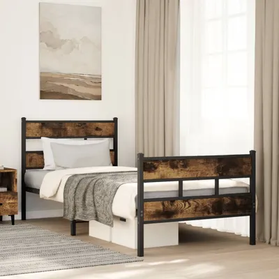 Produktbild von "2026 Promotion" Metallbett ohne Matratze - Räuchereiche - 100x200 cm - Polsterbett CC24918
