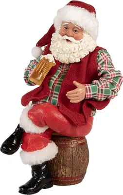 Zdjęcie produktu dla Clayre & Eef Świąteczna figurka dekoracyjna Ojciec Gwiazdka 13x10x28 cm czerwona tkanina