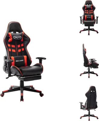 Produktbild von vidaXL Gaming-Stuhl mit Fußstütze Schwarz und Rot Kunstleder -  Gaming-Sessel