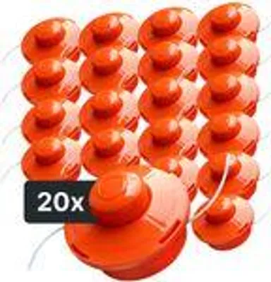 Produktbild von NEMAXX® FS1 Tap & Go Fadenkopf Tippautomatik Doppelfaden 20er-Set – Motorsense/Freischneider – M10x1,25 Linksgewinde, Schnittkreis 380 mm – Orange