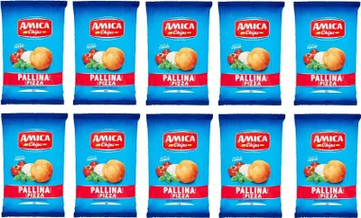 Produktbild von 10x Amica Chips Pallina Pizza Mais-Snacks mit Pizzageschmack Salziger Snack 125g Beutel