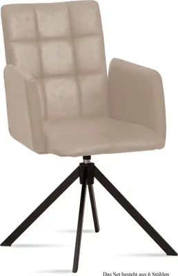 Produktbild von Armlehnstuhl drehbar (6er-Set) Deeann 52x91x60 Schwarz/Natur