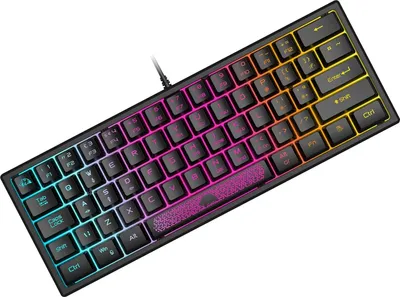 Produktbild von Mini 60% Gaming-Tastatur, Membran mit Halbmechanisch Tasten, RGB-Chroma-Backlit Kompakt 62 Tasten QWERTY Layout für PC Laptop Mac Computer