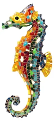Productafbeelding van Mozaïek Zeepaardje Wandfiguur 32 cm