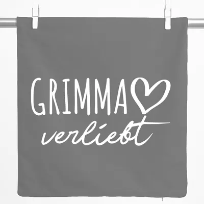 Produktbild von Huuraa Kissenbezug Grimma verliebt 40x40cm Steel Grey Baumwolle Dekokissenbezug Geschenkidee