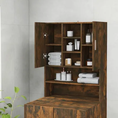 Produktbild von "Winterschlussverkauf " Waschmaschinenschrank - CLORIS - Badezimmerschrank - schlichte Design - Räuchereiche 70,5x25,5x90 cm - NeuMöbel7094862