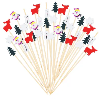 Cocktailspieße 100 Stück 12 cm Holz 4 Designs Weihnachten