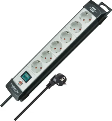 Productafbeelding van Brennenstuhl - Verdeelcontactdoos met 6 stopcontacten, zwart/lichtgrijs, 5 meter, kabel H05VV-F 3G1,5, artikelnummer 1951560101