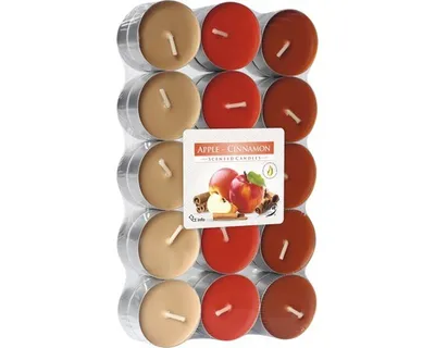 Zdjęcie produktu dla Świeczki do herbaty o zapachu jabłko-cynamon 30 szt