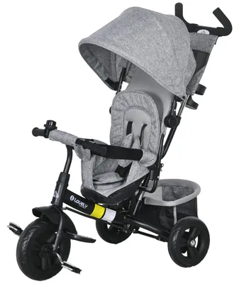 Productafbeelding van Kinderdriewieler - Driewieler Voor Kinderen - Kinderfiets - Loopfiets - Fiets Met Bekerhouder - Grijs