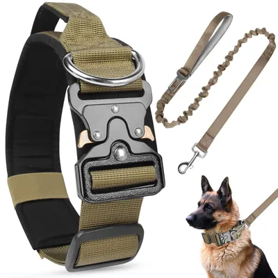 Imagen del producto de Arnés táctico para perros, ajustable, con agarre de emergencia, color caqui, talla L, para perros