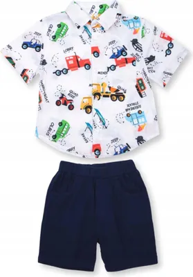 Produktbild von Jungen Sommer Set - T-shirt & Shorts - Größe 116 - weiß - 100% Baumwolle - 2-teilig