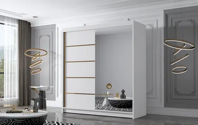 Obrázok produktu pre Šatníková skriňa so zrkadlom MILINA - 180 cm, biela