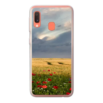 Produktbild von MuchoWow® Handyhülle Schutzhülle Hülle für Samsung Galaxy A20e Blumen - Weizen - Wolken Silikon Softcase Handy Hülle - Abdeckung