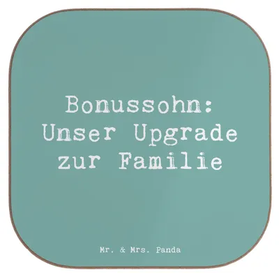 Produktbild von Mr. & Mrs. Panda Tischuntersetzer Spruch Bonussohn Wertschätzung - Meeresbrise - Geschenk, Familienbindung, Familienmitglied, Tischschoner, Stiefsohn, Coaster, Freude