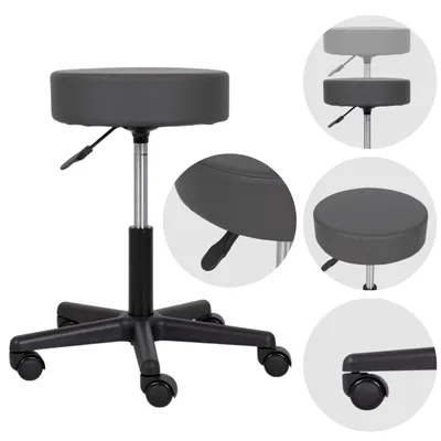Produktbild von Habys Rollhocker Timo | Höhenverstellbar, Arbeitshocker, Drehstuhl, Drehhocker, Kosmetikhocker, Praxishocker, Bürohocker | Grau