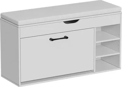 Image de Banc pour chaussures Vicco Solino Blanc 90x50cm avec 3 compartiments ouverts, Model 57938