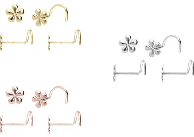 Produktbild von Nasenpiercing, Nasenstecker 14/18 Karat Gold Nasenstecker Spirale BLUME