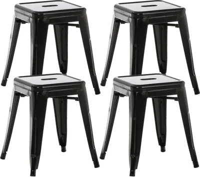 Produktbild von CLP 4er Set Hocker Armin aus Metall schwarz