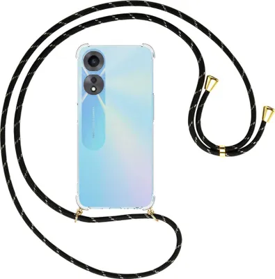Produktbild von Handykette Backcover-Schutzhülle mit Band (Metall goldfarben) für Oppo A58 5G, Oppo A78 5G (6.56'') - schwarz/gold