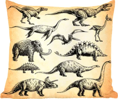 Produktbild von MuchoWow® Zierkissen Sofakissen Wohnzimmer Dekokissen 60x60 cm Dinosaurier - Vintage - Zeichnung - Kinder - Kinder - Kind - Sitzfläche - Foto Polster
