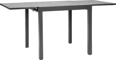 Produktbild von SucceBuy Ausziehbarer Terrassentisch Gartentisch Balkontisch (80-160 cm) aus Kohlenstoffstahl und Aluminium, Esstisch für Außenbereiche wie Hof, Terrasse, Garten oder Veranda, wasserabweisend, 68 kg Tragfähigkeit, Dunkelgrau