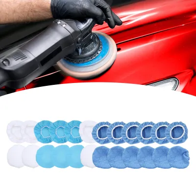 Produktbild von 24er-Pack Polierhauben, 150 mm (6 Zoll) Mikrofaser-Vlies-Baumwoll-Polierpads für Autos, Motorräder und Boote