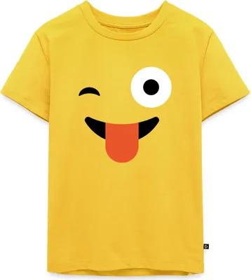 Produktbild von Spreadshirt Emoticon Zwinkern Kostüm Karneval Gruppenkostüm Kinder Premium T-Shirt, 98/104 (2 Jahre), Sonnengelb