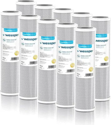 Produktbild von 10x Wessper 10" Aktivkohle Filter für Umkehrosmose, Kokos Filterkartusche, Wasserspeiseleitung & Partikelfiltration – 5 Micron