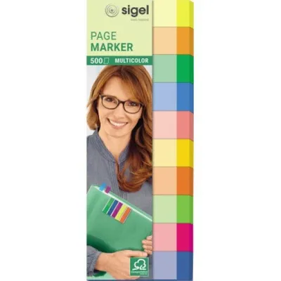 Zdjęcie produktu dla SIGEL HN682 Marker stron wielokolorowy - 50 x 15 mm, różne, 10 x 50 pasków