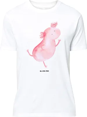 Produktbild von Mr. & Mrs. Panda T-Shirt Axolotl Tanzen - Weiß - Geschenk, gut Gelaunt, Dachschaden, mit Motiv, Statementshirt, S, Verrückt, Lurch, Tshirt, Freudig, Spruch