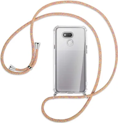 Produktbild von Handykette Backcover-Schutzhülle mit Band (Metall silberfarben) für HTC Desire 12s - Rainbow