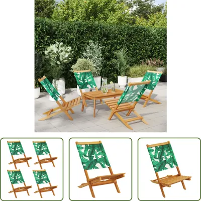 Produktbild von The Living Store Gartenstühle 4 Stk. Klappbar Grün Stoff und Massivholz
