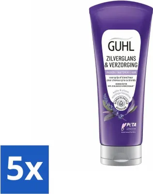 Obrázok produktu pre Guhl - Maska na vlasy - Strieborný lesk a starostlivosť proti žltnutiu - 200 ml - Hodnotné balenie - 5 kusov
