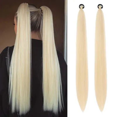 Productafbeelding van Haarstuk, vlecht, ombre, paardenstaart, extension, synthetisch haar, 66 cm, 2 stuks, goudblond