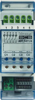 Immagine prodotto di Attuatore BTICINO REG MyHome, 4 contatti di chiusura, attuatore di commutazione o per tapparelle, 2 TE DIN, 1 pz.