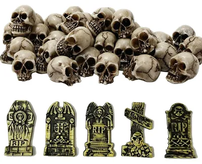 25 Mini-Schädel aus Harz, Halloween-Deko, Tischdeko, 1,8 cm