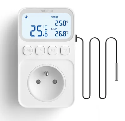 Temperaturregler mit Steckdose, Sensor und Timer, ITC-216T-FR
