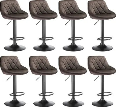 Produktbild von 8er-Set Barhocker Barstuhl Tresenhocker höhenverstellbar Hocker Flanellhocker - Braun