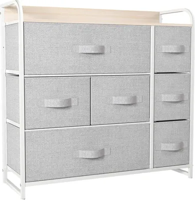 Obrázek produktu pro YITAHOME Komoda se 7 zásuvkami Látkové zásuvky Úložná komoda Světle šedá