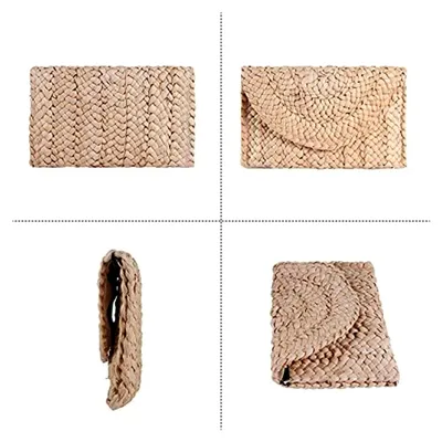 Produktbild von Handtasche aus gewebtem Stroh für Damen Vintage Clutches Brieftasche Strand Urlaubstasche