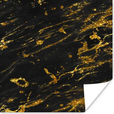Produktbild von MuchoWow® Poster Marmor - Schwarz - Gold 30x30 cm - Wandposter - Printing