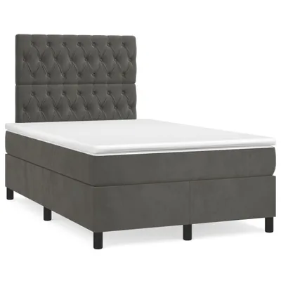 Produktbild von vidaXL Boxspringbett mit Matratze Dunkelgrau 120x200 cm Samt