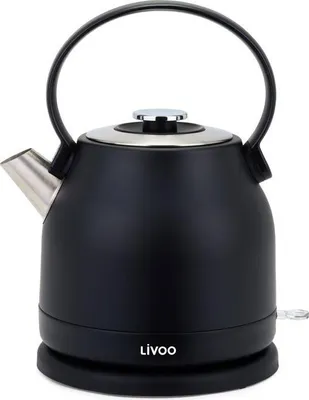 Zdjęcie produktu dla Czajnik Elektryczny Retro LIVOO DOD202N, 2200 W, 1.5 L, Podstawa 360°, Stal Nierdzewna, Czarny