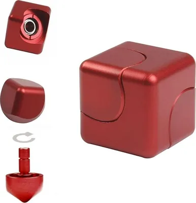 Produktbild von Cube Fidget Hand Spinner Finger Spielzeug Stress Reducer EDC Spielzeug, Edelstahl R188 Bearings(Red)