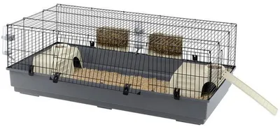Productafbeelding van Ferplast Konijnenkooi Rabbit 140 grijs zwart voor konijnen en cavia’s 140x71x51CM
