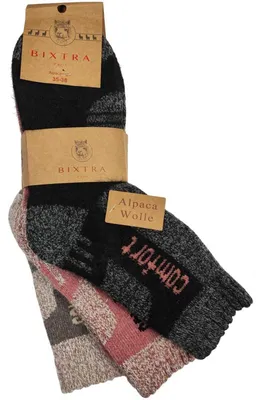 Produktbild von 3 Paar Damen Alpaka Socken Wollsocken Wintersocken, Mix16/35-38